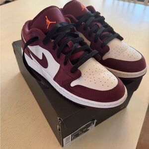 Air Jordan 1 Low (GS) Maroon and White Sneakers